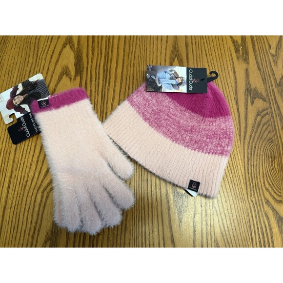Women’s/Girls Beanie Hat and Gloves Set Warm Feather Knit New - Picture 1 of 7